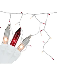 Northlight Set of 150 Red Clear Mini Icicle Christmas Lights 3" Spacing - White Wire