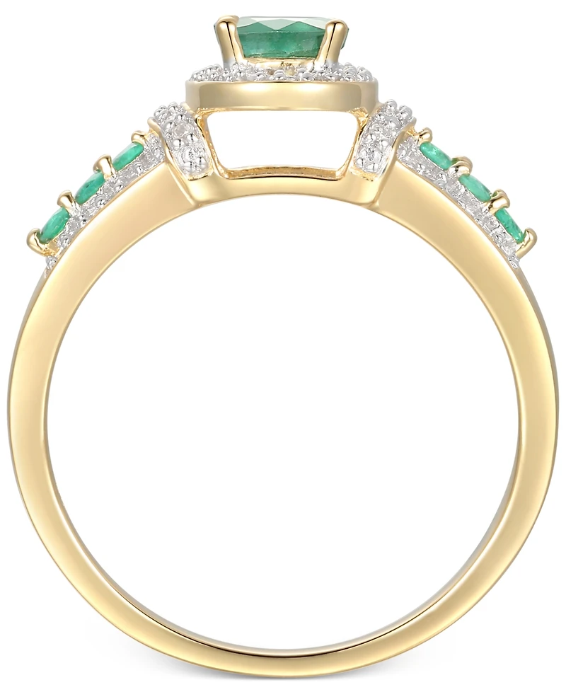 Emerald (5/8 ct. t.w.) & Diamond (5/8 ct. t.w.) Statement Ring in 14k Gold Over Sterling Silver
