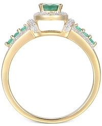 Emerald (5/8 ct. t.w.) & Diamond (5/8 ct. t.w.) Statement Ring in 14k Gold Over Sterling Silver