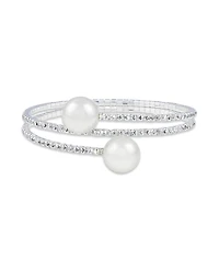 Macy's 2 Row Crystals with Silmuated Pearl Coil Wrap Bracelet