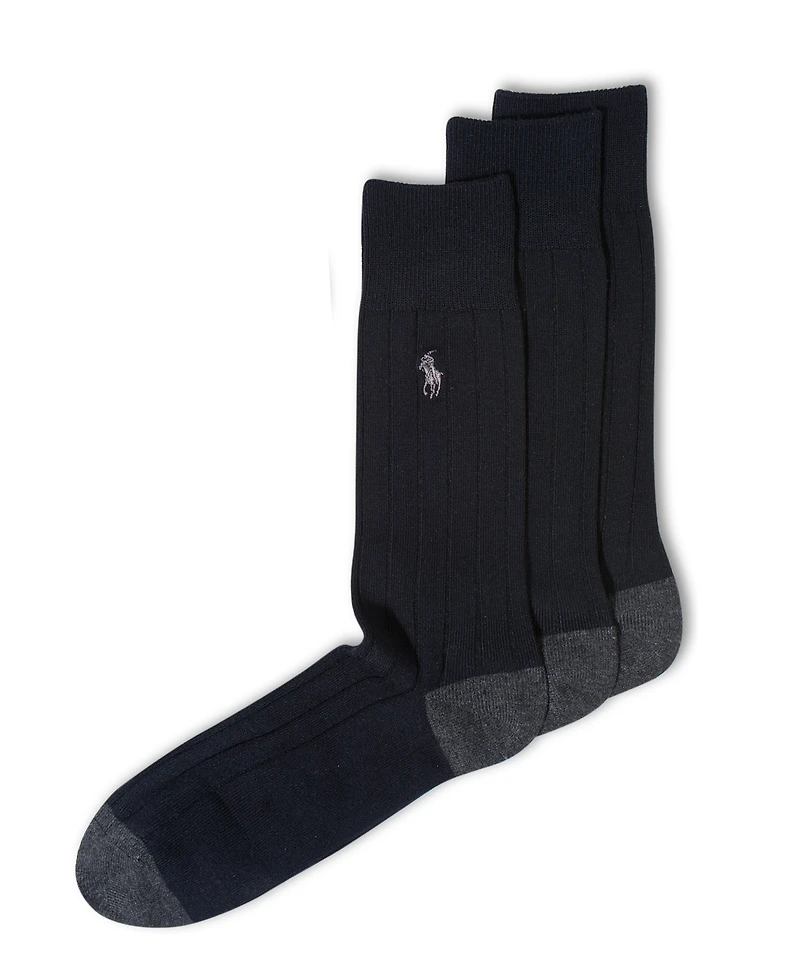 Polo Ralph Lauren Men's 3-Pack Soft Touch Rib Dress Socks