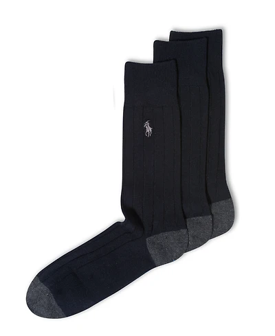 Polo Ralph Lauren Men's 3-Pack Soft Touch Rib Dress Socks