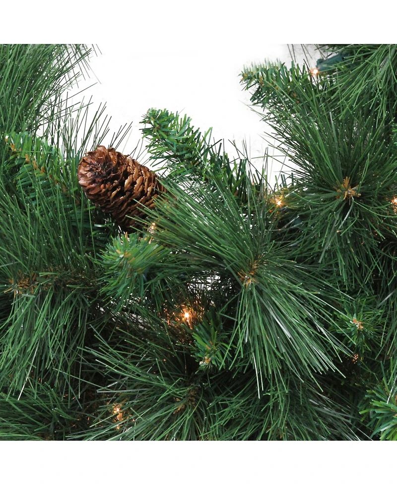 Northlight Pre-Lit White Valley Pine Artificial Christmas Wreath - 24-Inch Clear Lights
