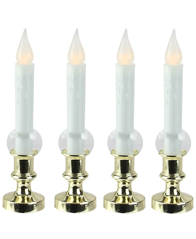 Northlight Set of 4 Led Flickering Window Christmas Candle Lamp with Timer 8.5"
