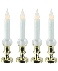 Northlight Set of 4 Led Flickering Window Christmas Candle Lamp with Timer 8.5"