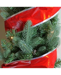 Northlight Shimmery Red and Silver Horizontal Wired Christmas Craft Ribbon 2.5" x 10 Yards