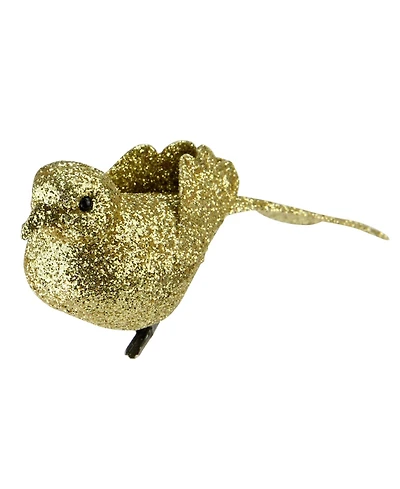 Northlight 6" Bright Gold Clip-On Glittered Bird Christmas Ornament Decoration