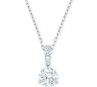 Swarovski Silver-Tone Crystal Solitaire Pendant Necklace, 14-7/8" + 2" extender