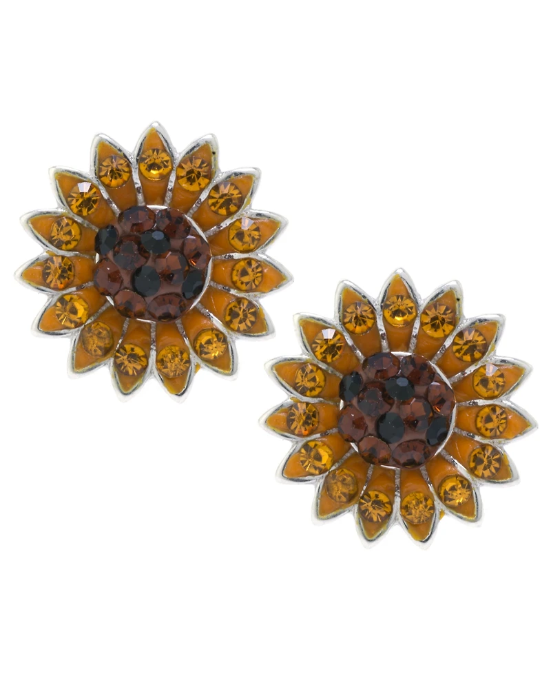 Sunflower Stud Earrings In Sterling Silver
