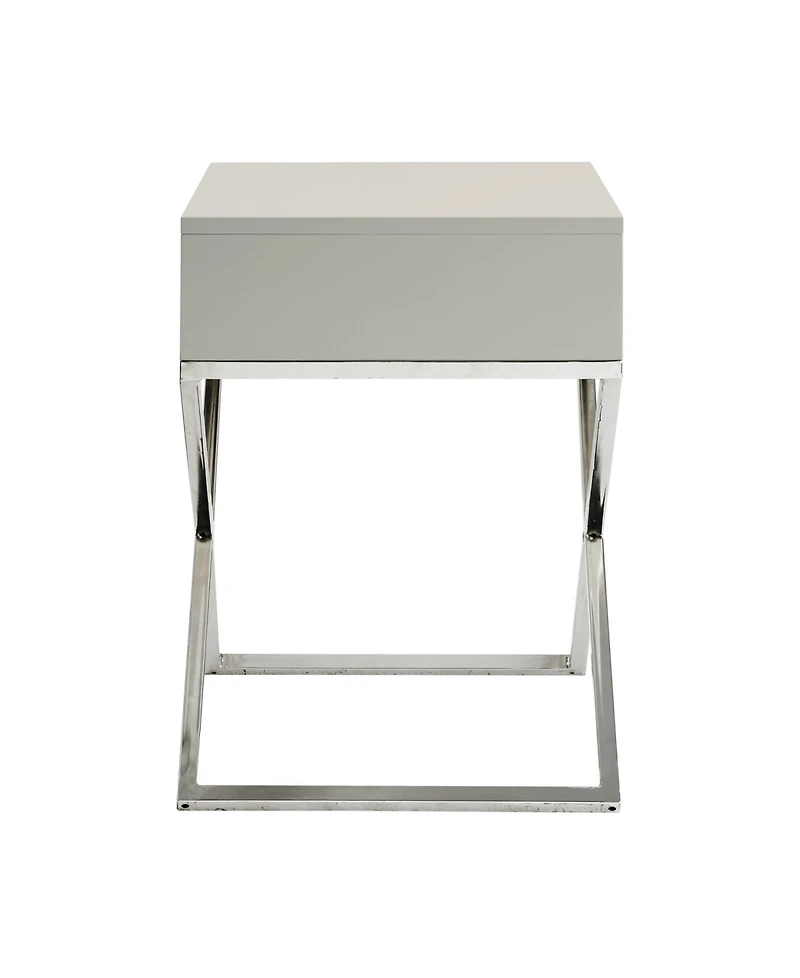 Inspired Home Gekko Lacquer Nightstand with Metal X-Legs