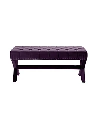Inspired Home Louis Tufted Nailhead Bench with X-Legs