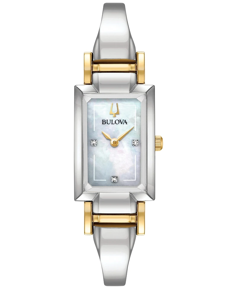 Bulova Women's Classic Diamond Accent Two-Tone Stainless Steel Bangle Bracelet Watch 28x33mm