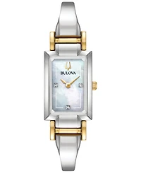 Bulova Women's Classic Diamond Accent Two-Tone Stainless Steel Bangle Bracelet Watch 28x33mm