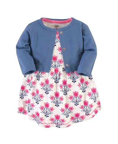 Touched by Nature Baby Girls Natural Cotton Dress and Cardigan