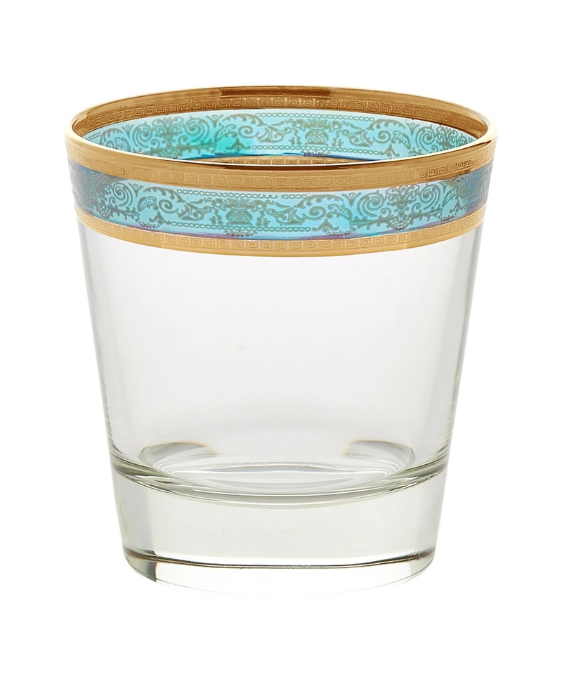 Lorren Home Trends Melania Collection Multicolor Double Old Fashion Glasses, Set of 6
