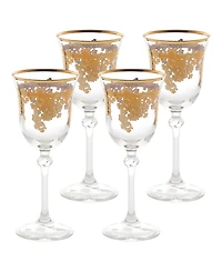 Lorren Home Trends Embellished 24K Gold Crystal Flute Goblets, Set of 4