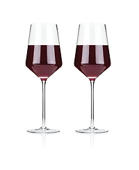 Viski Raye Angled Crystal Bordeaux Wine Glasses, Set of 2, 16 Oz