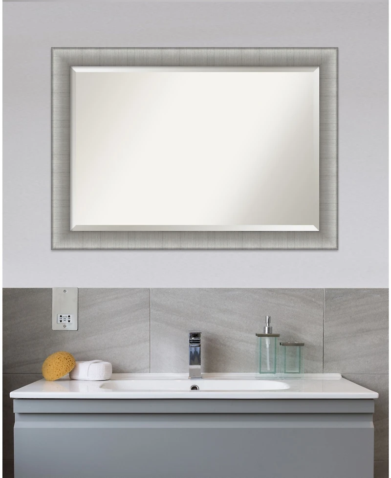 Amanti Art Elegant Brushed Framed Bathroom Vanity Wall Mirror