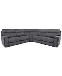 Closeout! Hutchenson 5-Pc. Fabric Sectional with 2 Power Recliners and Power Headrests