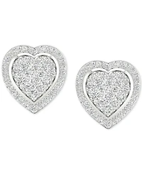 Diamond Heart Cluster Stud Earrings (1/2 ct. t.w.) in Sterling Silver