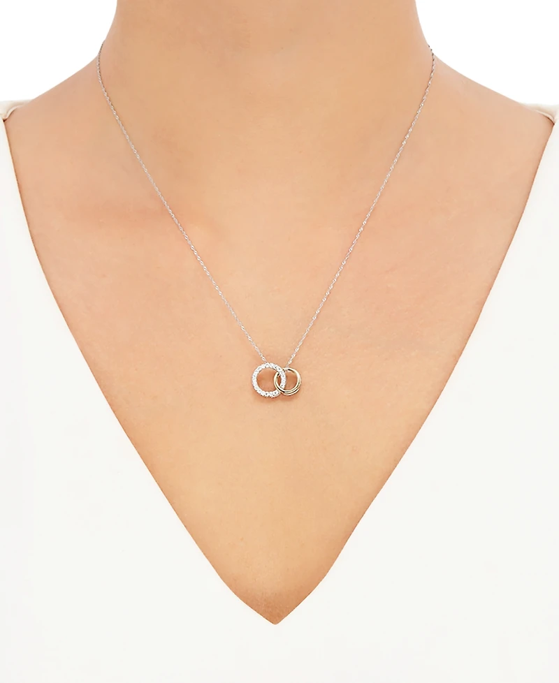 241 Wear It Both Ways Diamond Interlocking Circle Pendant Necklace (1/5 ct. t.w.) in 14k Two-Tone White and Yellow Gold