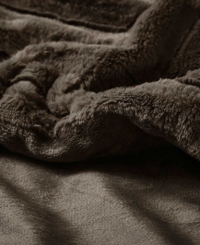 Madison Park Arctic Checkerboard Plush Faux-Fur Throw, 50" x 60"