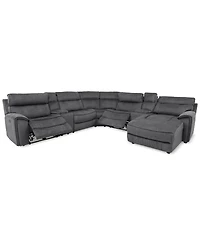 Closeout! Hutchenson 7-Pc. Fabric Chaise Sectional with 2 Power Recliners and 2USB Consoles