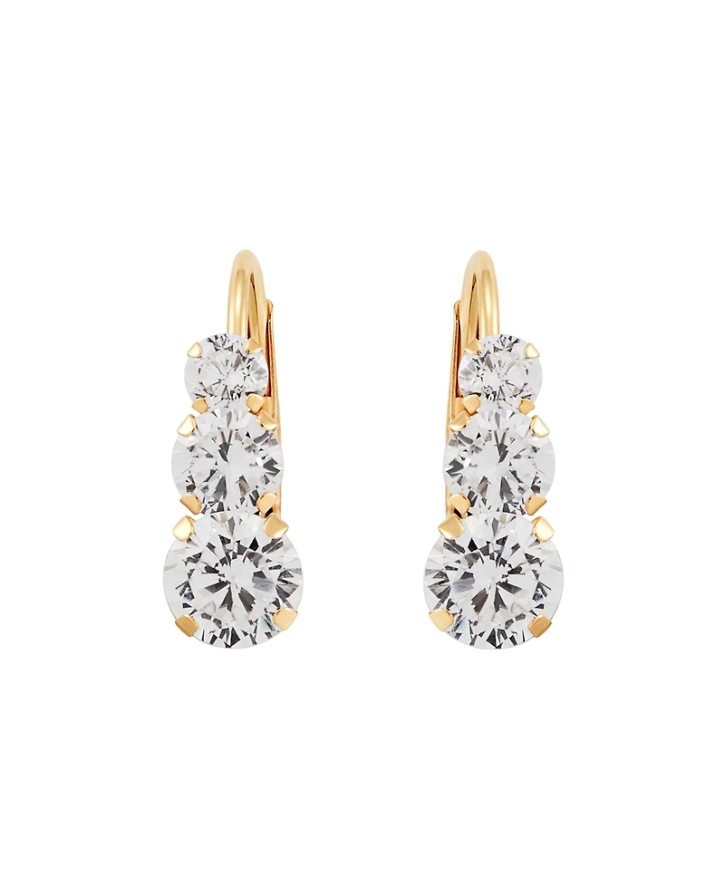 White Cubic Zirconia Graduated Drop Earrings in 14k Gold (Also in Blue Cubic Zirconia)