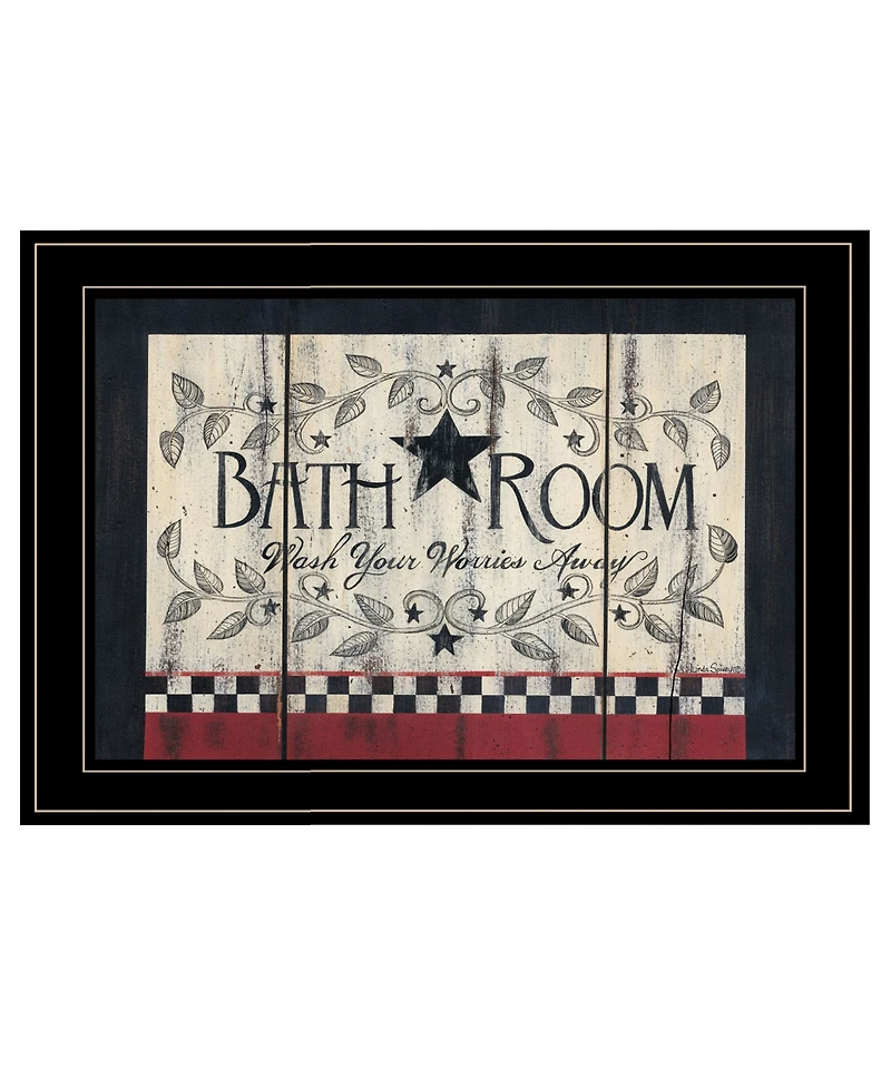 Trendy Decor 4U Bath Room by Linda Spivey, Ready to hang Framed Print, Black Frame, 19" x 15"
