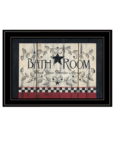 Trendy Decor 4U Bath Room by Linda Spivey, Ready to hang Framed Print, Black Frame, 19" x 15"