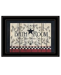 Trendy Decor 4U Bath Room by Linda Spivey, Ready to hang Framed Print, Black Frame, 19" x 15"