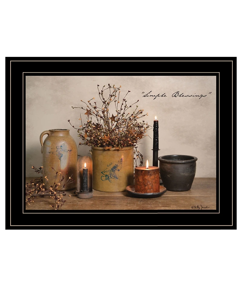 Trendy Decor 4U Simple Blessings by Billy Jacobs, Ready to hang Framed Print, Black Frame, 15" x 11"
