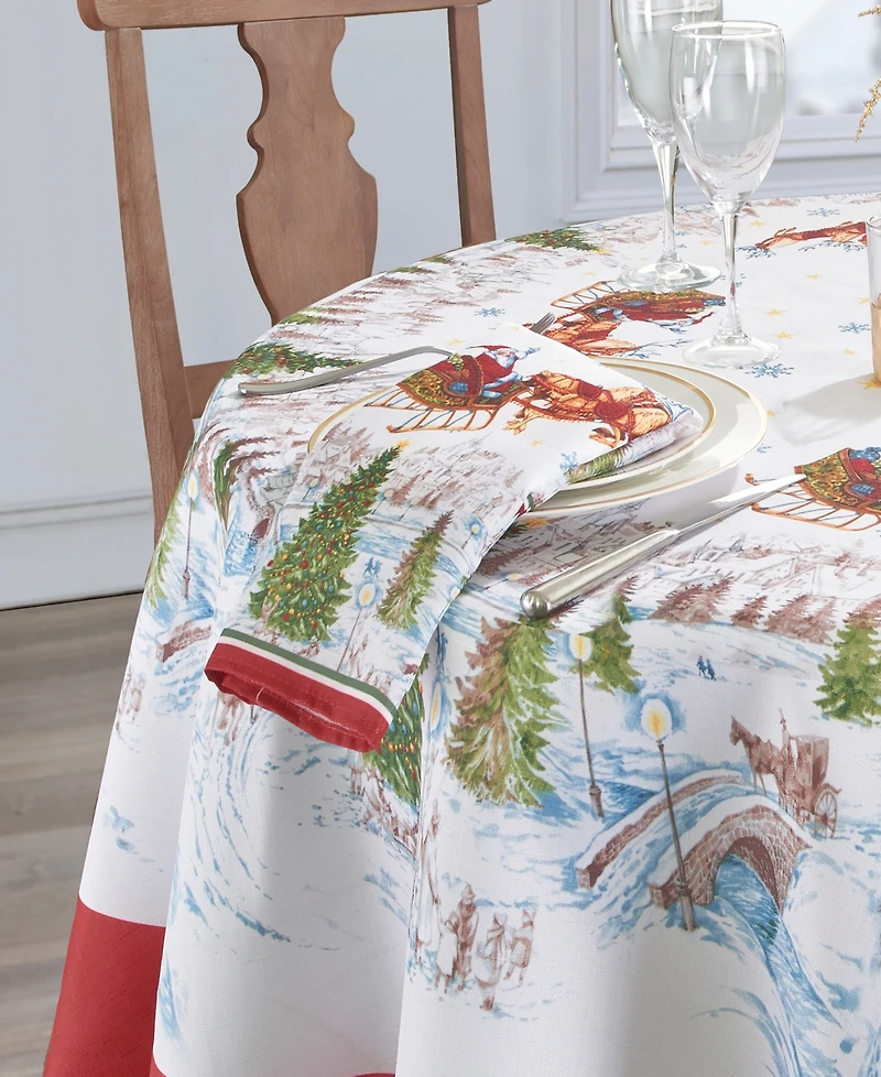 Elrene Santa's Snowy Sleighride Napkins, Set of 4