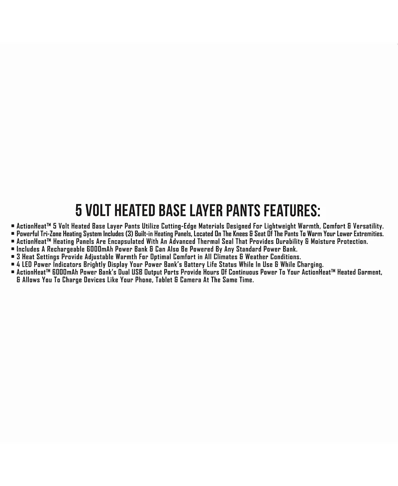 ActionHeat Women's 5V Battery Heated Base Layer Pants