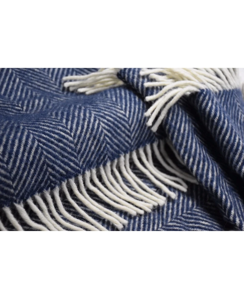 Prince of Scots Highland Tweed Herringbone Pure Wool Oversized Throw, 59" x 72"