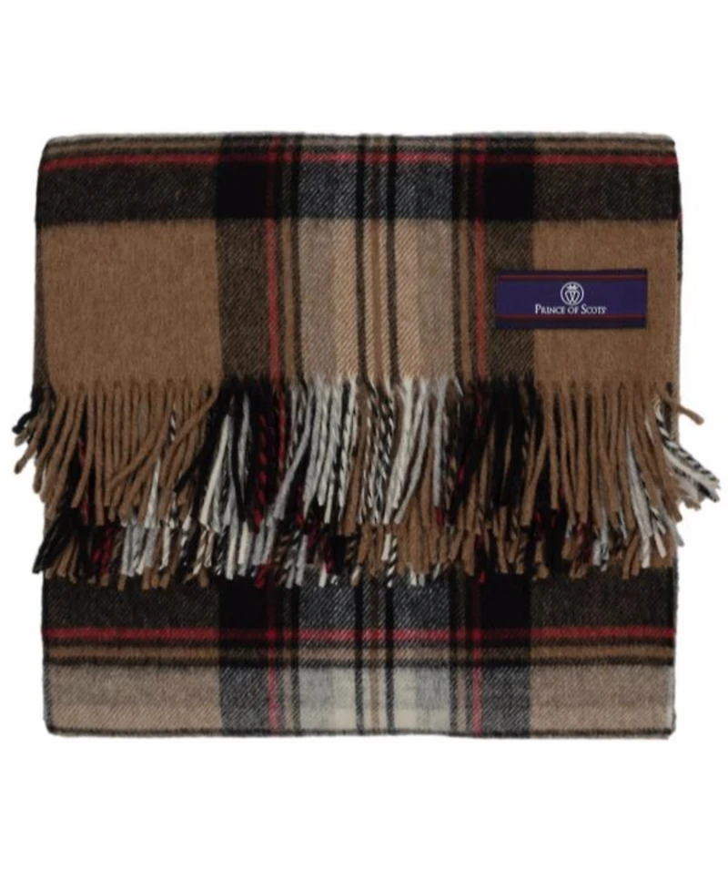 Prince of Scots Highland Tartan Tweed Merino Wool Throw, 55" x 72"