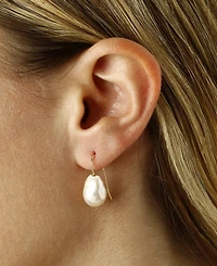 Cultured Baroque Pearl (12 mm) Drop Earrings Set in 14k Gold