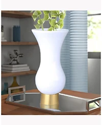 Classic Touch S-Shaped Glass Vase with Gold Tone Base