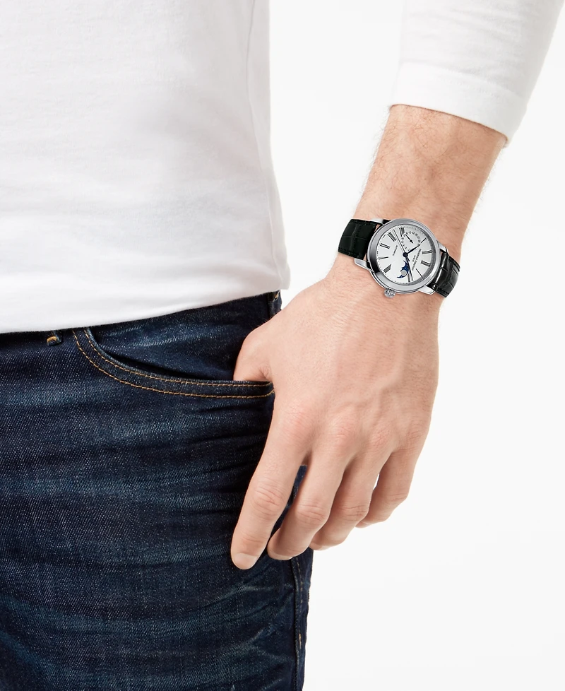 Frederique Constant Men's Swiss Automatic Classic Moonphase Manufacture Leather Strap Watch 42mm