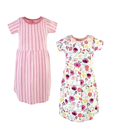 Touched by Nature Big Girls Natural Cotton Dresses Featuring Both Short and Long Sleeves