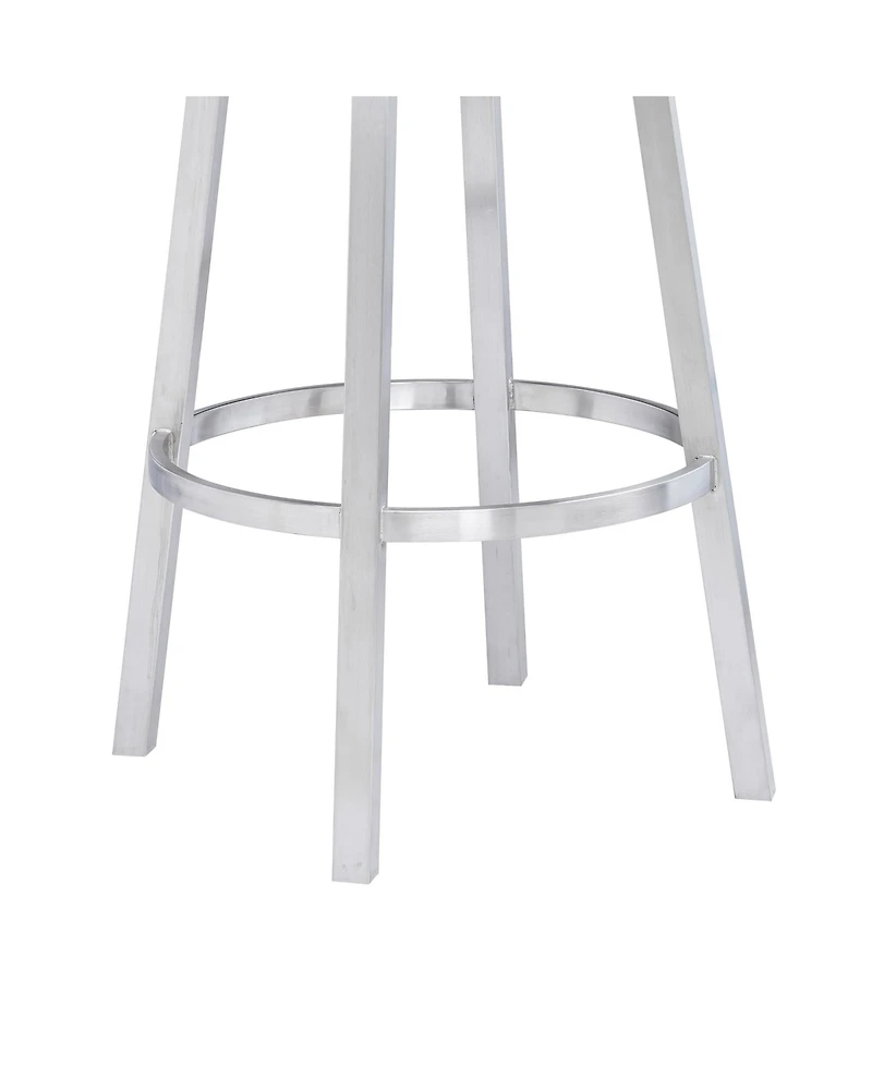 Madrid 26" Counter Height Swivel Gray Artificial leather and Brushed Stainless Steel Bar Stool