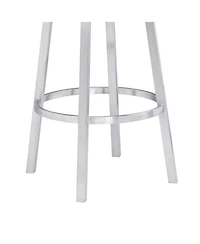 Madrid 26" Counter Height Swivel Gray Artificial leather and Brushed Stainless Steel Bar Stool
