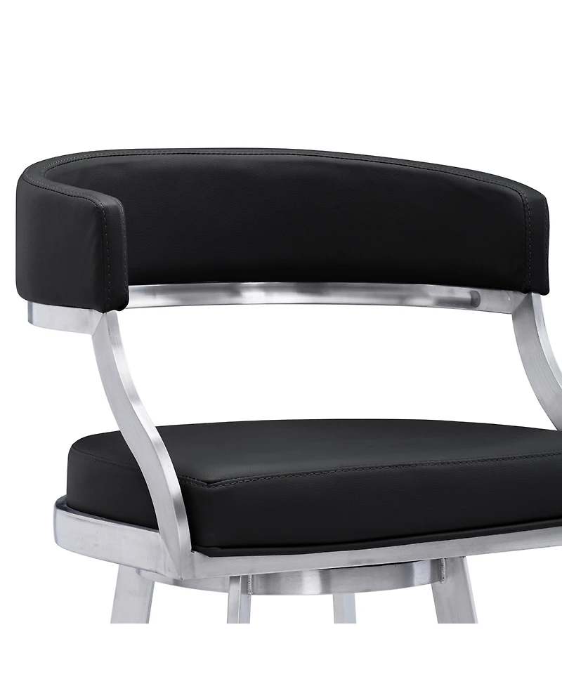 Saturn 30" Bar Height Swivel Gray Artificial leather and Brushed Stainless Steel Stool