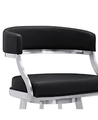 Saturn 30" Bar Height Swivel Gray Artificial leather and Brushed Stainless Steel Stool
