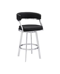 Saturn 26" Counter Height Swivel Gray Artificial leather and Brushed Stainless Steel Bar Stool