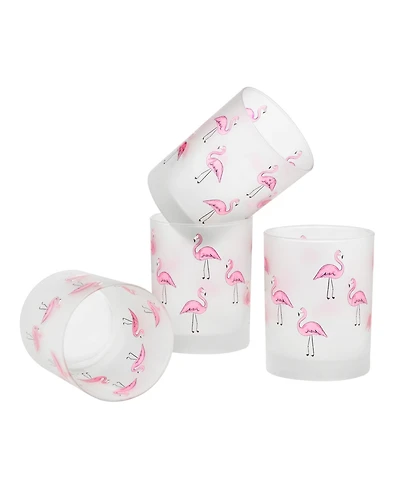 Culver Flamingos Dof Glass 14-Ounce Set of 4