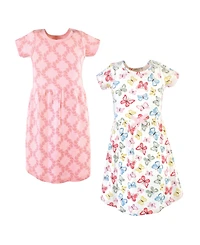 Touched by Nature Big Girls Natural Cotton Dresses Featuring Both Short and Long Sleeves