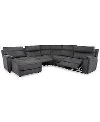 Closeout! Hutchenson 5-Pc. Fabric Chaise Sectional with 2 Power Recliners