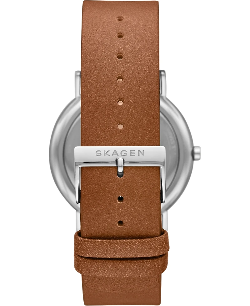 Skagen Men's Signatur Brown Leather Strap Watch 40mm