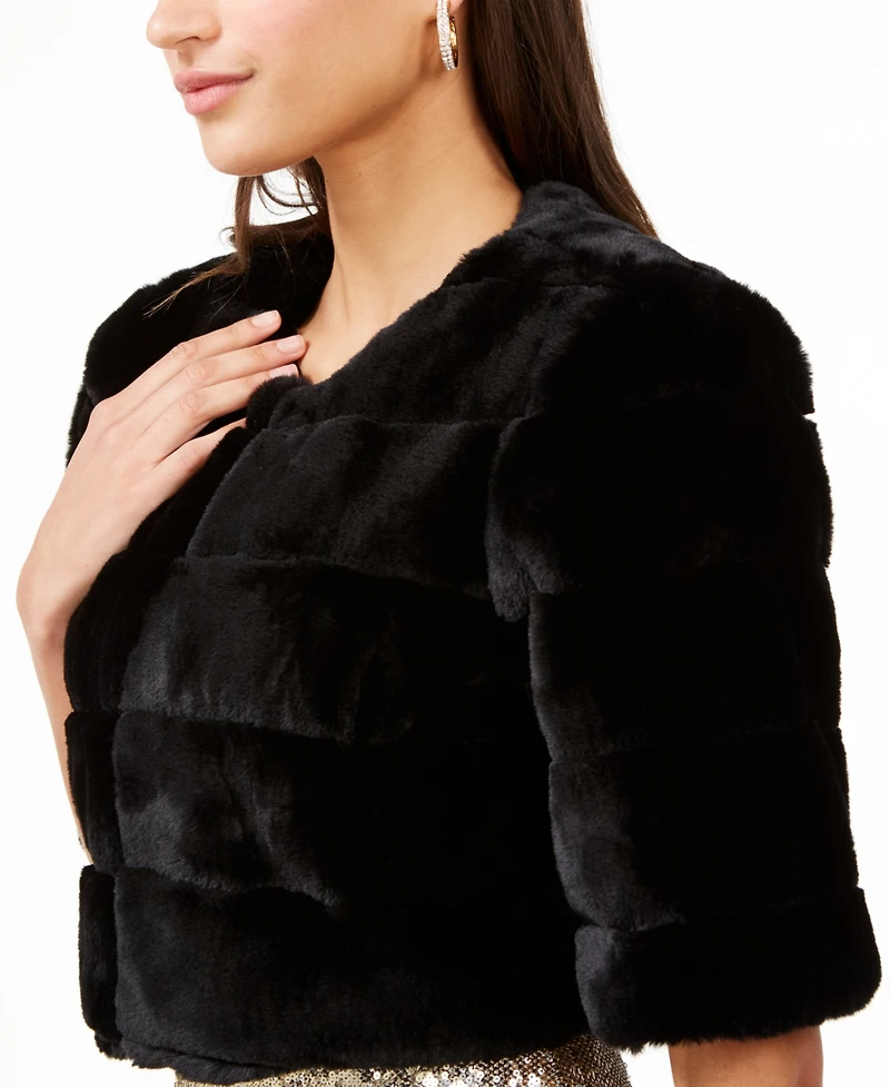 Eliza J Black Faux-Fur Jacket